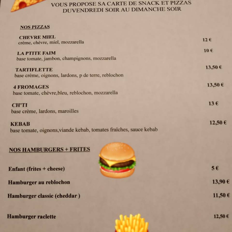 tarif snack